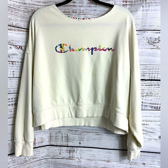 Champion Sweatshirt womens large french terry logo oversized camps athleisure - Picture 3 of 12